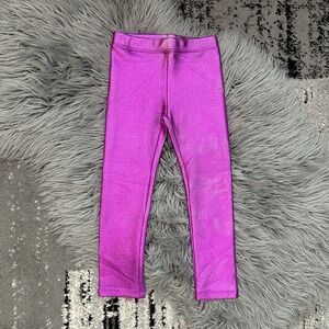 Frenchie Girls Textured Bright Metallic Magenta Dust Leggings Size 3T NWT